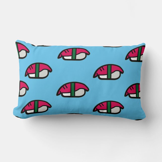 Cartoon Kawaii Sushi, Fish Rice & Seaweed Lumbar Cushion (Front)