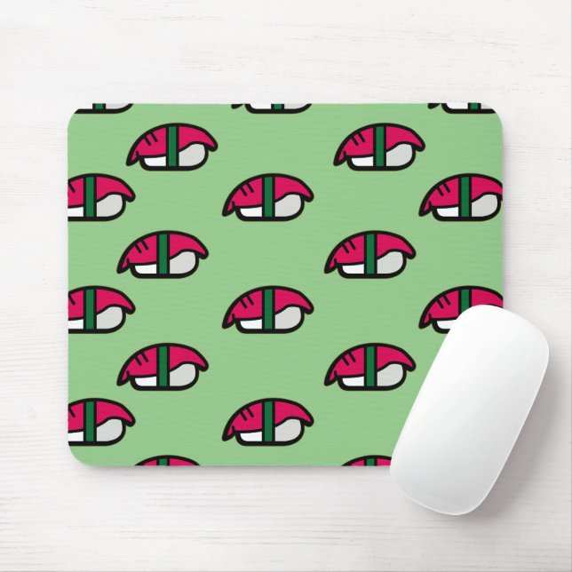 Cartoon Kawaii Sushi, Fish Rice & Seaweed Mouse Mat (With Mouse)
