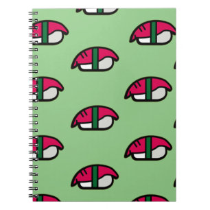 Cartoon Kawaii Sushi, Fish Rice & Seaweed Notebook