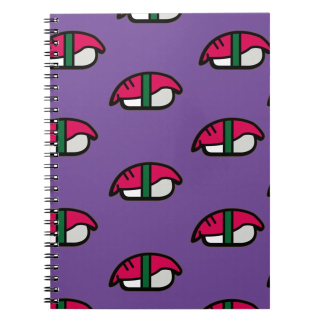Cartoon Kawaii Sushi, Fish Rice & Seaweed Notebook (Front)