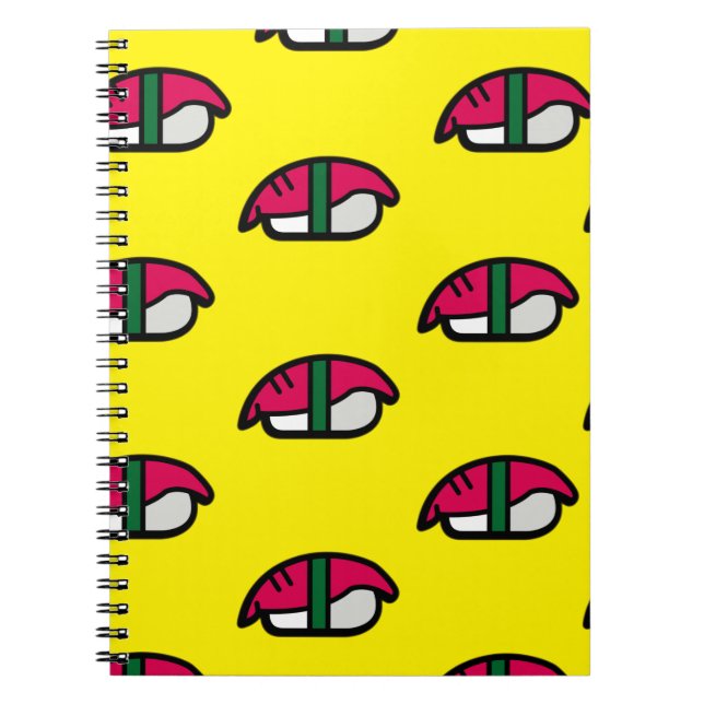 Cartoon Kawaii Sushi, Fish Rice & Seaweed Notebook (Front)