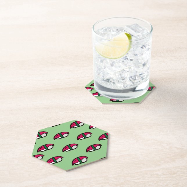 Cartoon Kawaii Sushi, Fish Rice & Seaweed Paper Coaster (Insitu)