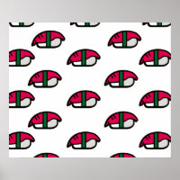 Cartoon Kawaii Sushi, Fish Rice & Seaweed
