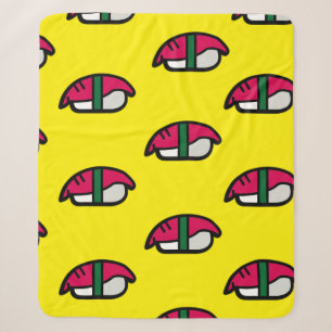 Cartoon Kawaii Sushi, Fish Rice & Seaweed Sherpa B Blanket