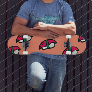 Cartoon Kawaii Sushi, Fish Rice & Seaweed Skateboard