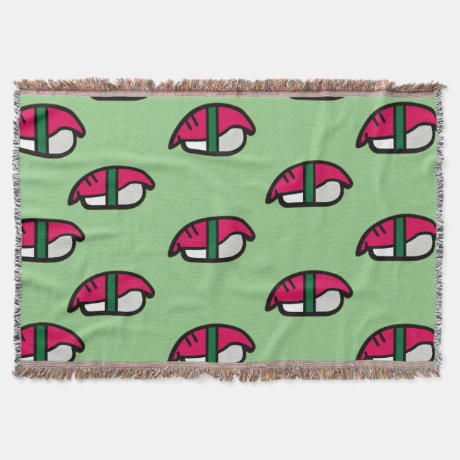 Cartoon Kawaii Sushi, Fish Rice & Seaweed Throw Bl (Front)