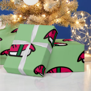 Cartoon Kawaii Sushi, Fish Rice & Seaweed Wrapping Paper