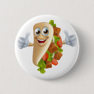 Cartoon Kebab Man 6 Cm Round Badge