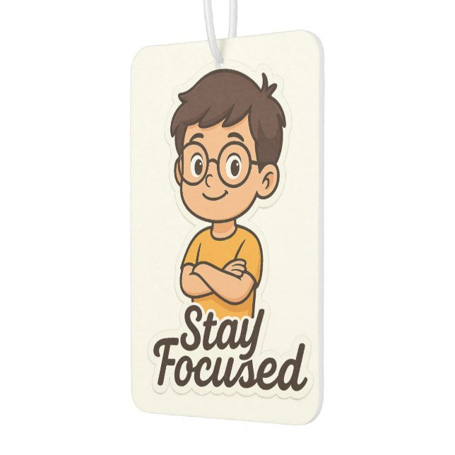  Cartoon Kid Sticker with Glasses – "Stay Focused Car Air Freshener (Left)
