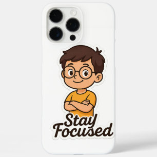 Cartoon Kid Sticker with Glasses – "Stay Focused iPhone 16 Pro Max Case