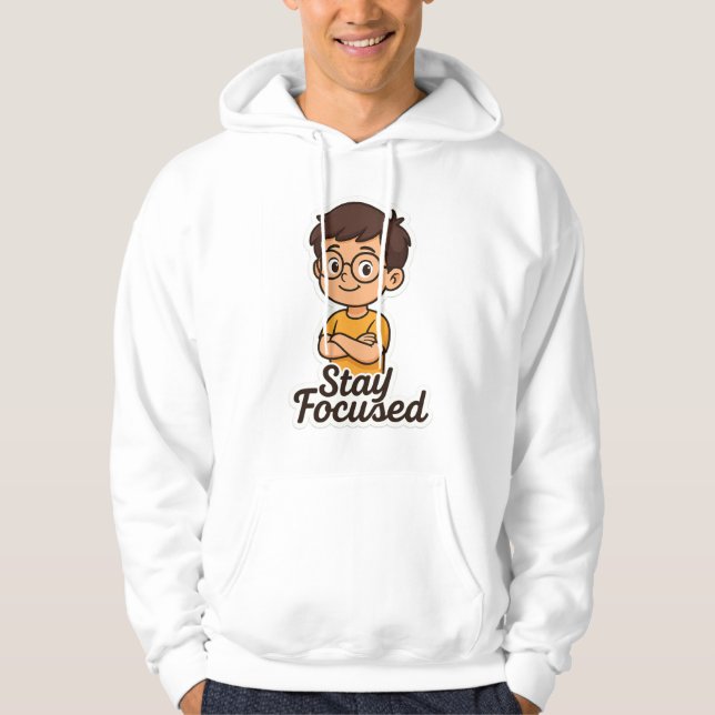  Cartoon Kid Sticker with Glasses – "Stay Focused Hoodie (Front)
