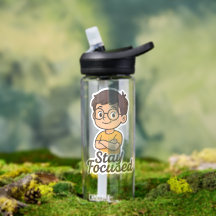 Cartoon Kid Sticker with Glasses – "Stay Focused