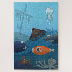 Cartoon Kid Submarine Undersea World Jigsaw Puzzle
