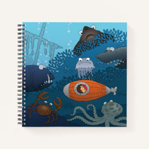 Cartoon Kid Submarine Undersea World Notebook