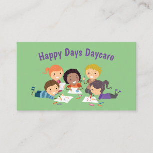 Cartoon Kids Colouring Child Daycare Services Busi Business Card