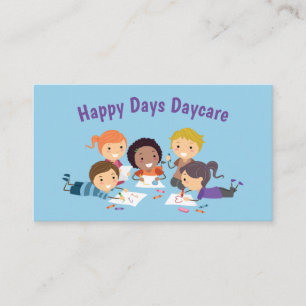 Cartoon Kids Colouring Child Daycare Services Business Card