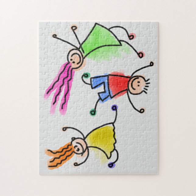 Cartoon kids playing puzzle. jigsaw puzzle (Vertical)