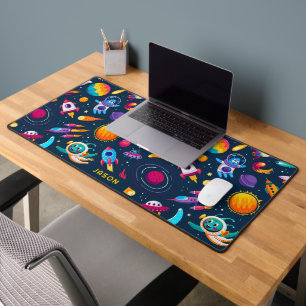 Cartoon kids space and galaxy seamless pattern desk mat