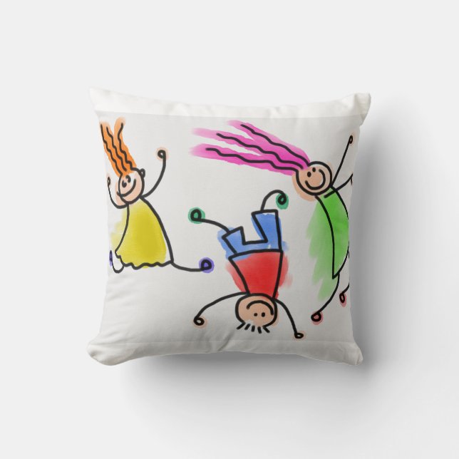 Cartoon kids throw pillow. cushion (Front)