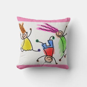 Cartoon kids throw pillow. cushion