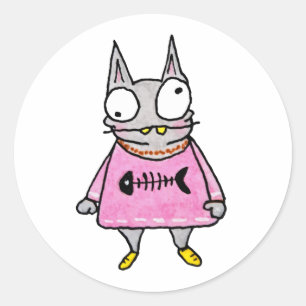 Cartoon Kitten Classic Round Sticker