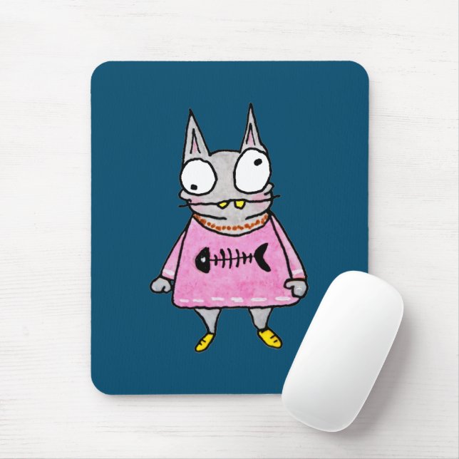 Cartoon Kitten Mouse Mat (With Mouse)