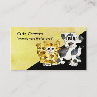 Cartoon Kitten Puppy Logo Business Card