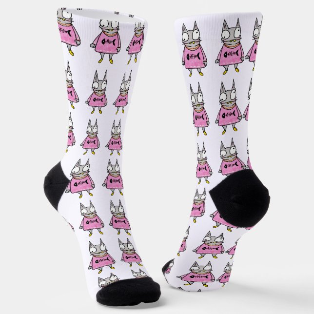 Cartoon Kitten Socks (Angled)