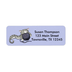 Cartoon Kitty with ball of yarn