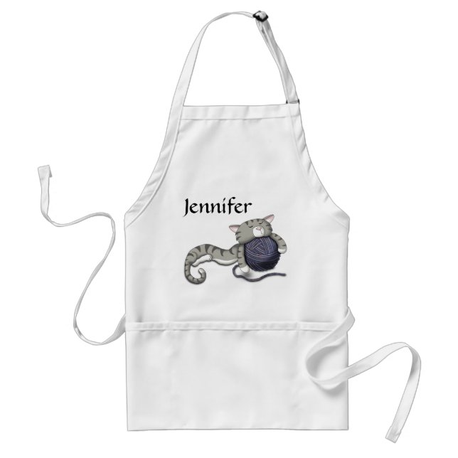 Cartoon Kitty with ball of yarn Standard Apron (Front)