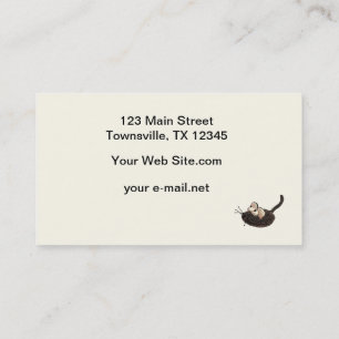 Cartoon Kitty with toy mouse Business Card