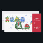 Cartoon Kiwi Merry Christmas Card<br><div class="desc">Seven funny and cute cartoon baby kiwi birds are all dressed up in holiday fare for the season. Card reads "Merry KIWIssmas"... with oen white swirl on the red bar, and a small heart next to the names: "Koala & Kanga" A perfect way to send light hearted whimsical jolly wishes...</div>