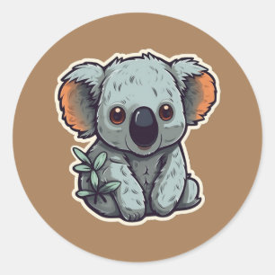 CARTOON KOALA BEAR CLASSIC ROUND STICKER