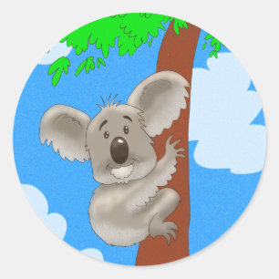 Cartoon Koala Classic Round Sticker