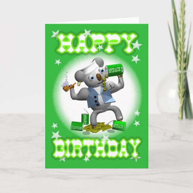 Cartoon Koala Happy Birthday Spinach  Card-blank Card (Front)
