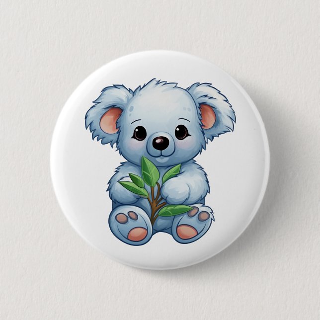 Cartoon koala illustration 6 cm round badge (Front)