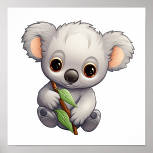 Cartoon koala illustration poster