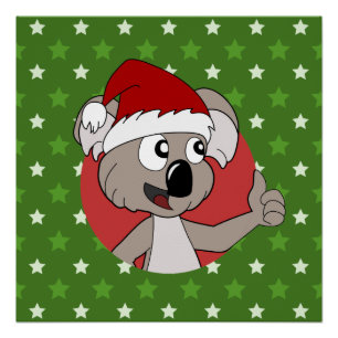 Cartoon koala on seamless pattern poster