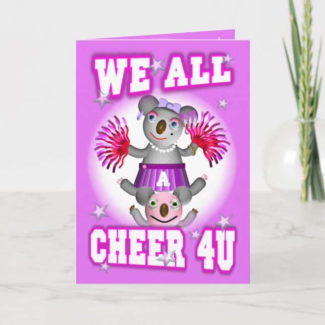 Cartoon Koala We Cheer 4U Get Well Card (Front)