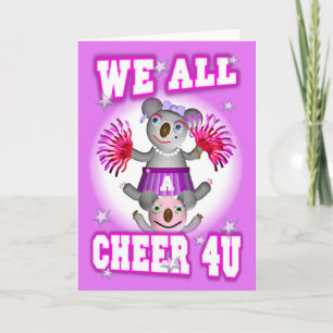 Cartoon Koala We Cheer 4U Get Well Card blank