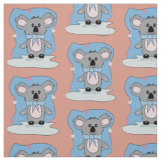 Cartoon Koala with Hearts Kid Fabric