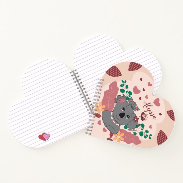 Cartoon Koalas Kid Heart-Shaped Spiral Notebook (Inside)