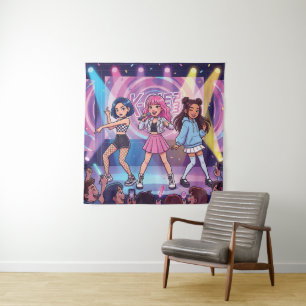 Cartoon KPop Girl Group Tapestry