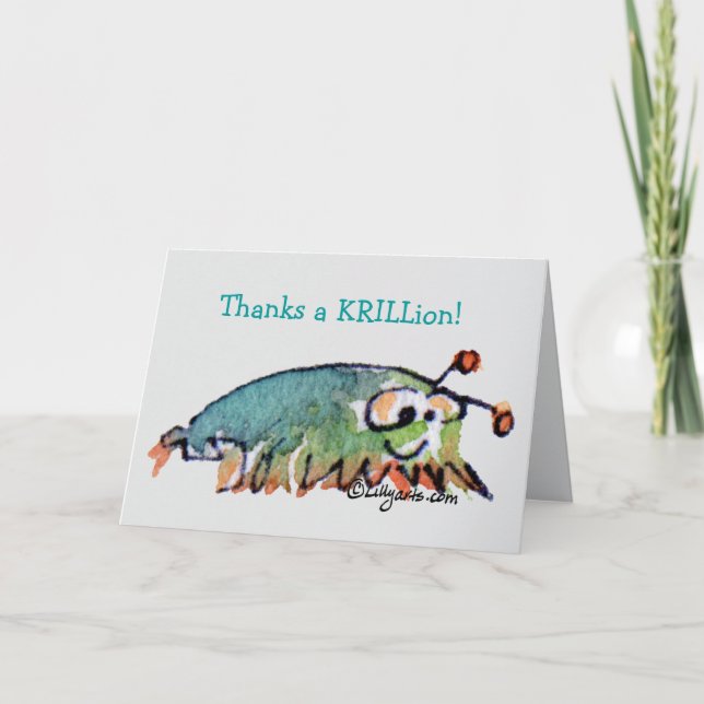 Cartoon Krill Thank You Card (Front)