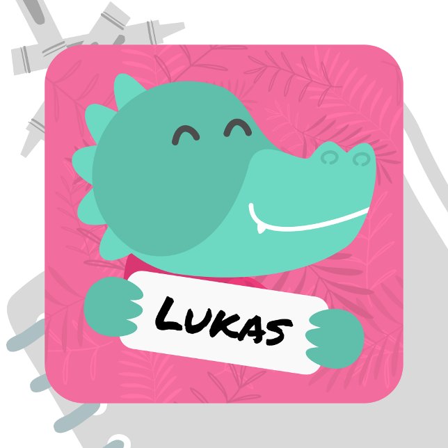 Cartoon Krokodil with name tag - pink (Creator Uploaded)