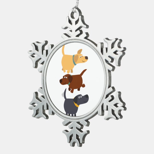 Cartoon Labradors in 3 Flavours Pewter Ornament (Right)