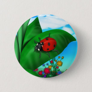 Cartoon Lady Bug 6 Cm Round Badge