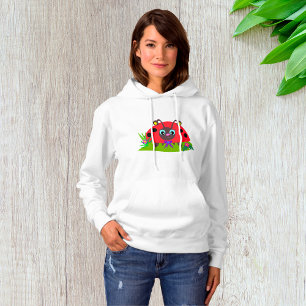 Cartoon Ladybug Bow and Flowers Hoodie