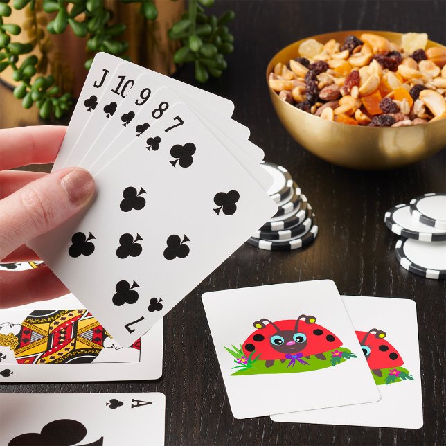 Cartoon Ladybug Bow and Flowers Playing Cards (Creator Uploaded)