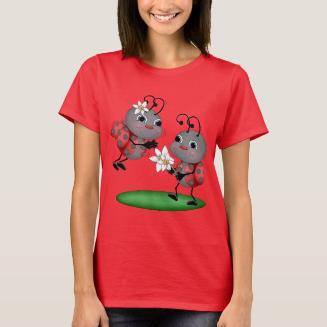 Cartoon ladybug womens fun insect t-shirt (Front)